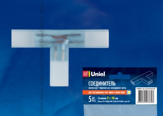Коннекторы для светодиодной ленты Т-образные 220В 3528, 2 контакта UTC-K-32/A67-NNN CLEAR 005 POLYBAG прозр 5 шт/упак | 10818 | Uniel