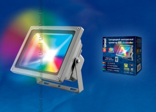 Прожектор светодиодный ULF-S01-30W/RGB/RC IP65 110-240В 30вт с пультом ДУ, мультиколор, серый | UL-00001034 | Uniel
