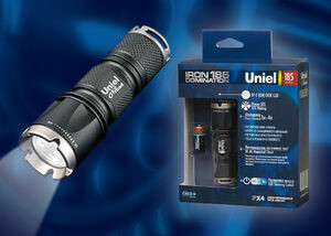 Фонарь рабочий Premium «Iron domination 185» P-ML071-BB Black алюм. , XP-E {Q4} CREE LED, ной короб, 1 х CR123A в/к, черн | 05722 | Uniel