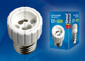 LH27-GU10L переходник с цоколя Е27 на GU10 материал корпуса PBT | 06472 | Uniel