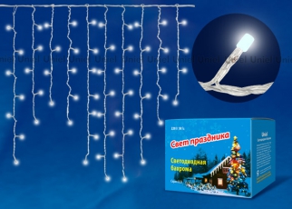 Бахрома без коннекторов светодиодная с контроллером ULD-B3010-200/DTA BLUE IP20 1,8 м. 48 диодов, шнур прозр. | 07950 | Uniel