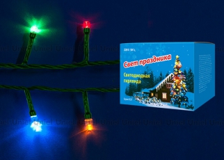 Гирлянда светодиодная с контроллером ULD-S0280-020/DGA MULTI IP20 20 диодов, длина 2,8 м, мультиколор, IP20, шнур зеленый | 11092 | Uniel