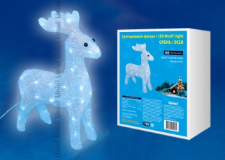 Фигура светодиодная «Олень» ULD-M3739-040/STA WHITE IP20 DEER 40 диодов, 37*11*39 см, белый, IP20 | 07953 | Uniel