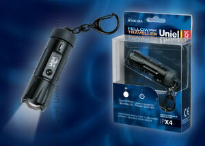 Фонарь-брелок offroad Premium «Compact fellow traveller» P-KL025-B Black алюм, 1 Nichia 0,5mm LED, 3.6V 70mAh Ni-MH в/к, черн | 05147 | Uniel