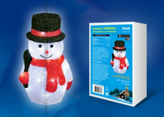 Фигура светодиодная «Снеговик-3» ULD-M1827-030/STA WHITE IP20 SNOWMAN-3, 30 диодов, размер 18*15*27 см, белый, IP20. | 11034 | Uniel