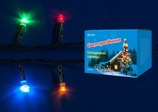 Гирлянда светодиодная с контроллером ULD-S0800-100/DGA MULTI IP20 100 диодов, 8 м, разноцветная, IP20, шнур зеленый | 07924 | Uniel