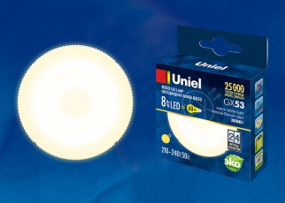 Лампа светодиодная LED-GX53-8W/WW/GX53/FR PLZ01WH LED, матовая. . | UL-00001672 | Uniel