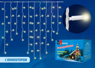 Бахрома с коннекторами светодиодная с контроллером ULD-B3010-200/SWK WARM WHITE IP67 3 м. 200 диодов, шнур белый, соед | UL-00003679 | Uniel