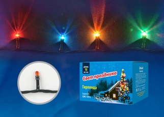 Гирлянда с контроллером UDL-S1000-200/DGA MULTI IP20 MINI, 10м. 200 миниламп накаливания. мультиколор. шнур зеленый | UL-00003945 | Uniel