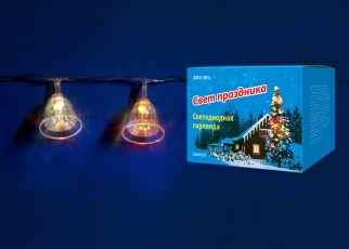 Гирлянда светодиодная «Колокольчики» с контроллером ULD-S0280-020/DTA RGB IP20 BELLS 20 диодов, 2,8 м, RGB, IP20, шнур прозр.. | 07919 | Uniel
