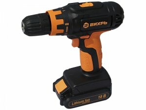 Дрель-шуруповерт аккумуляторная ДА-18Л-2К (2,0 А/ч) | 72/14/9 | ВИХРЬ