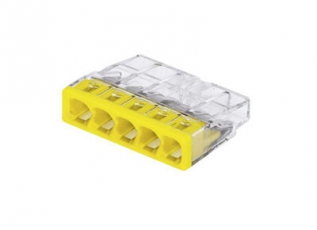 Клемма 5-проводная 0.5-2.5мм2 одножильный желтый (уп/100шт) | 2273-205 | WAGO