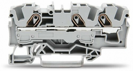 Клемма трехпроводная проходная 0.5-6(10)мм.кв. на DIN рейку (уп/25шт) | 2006-1301 | WAGO