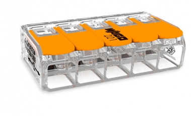 Клемма 5-проводная соединительная 6,0мм2 COMPACT для всех типов проводников; с рабочими рычагами; m.t.- 85 °C | 221-615 | WAGO