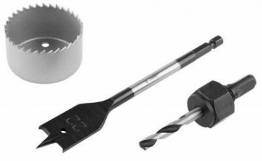 Набор для врезки замков, коронка по дереву 48мм, державка с центр. сверлом, перьевое сверло 22мм, 3 пред, | 2954-48-H3_z01 | ЗУБР