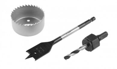 Набор для врезки замков. Коронка по дереву 54мм, державка с центр. сверлом, перьевое сверло 22мм, 3 пред, | 2954-54-H3_z01 | ЗУБР